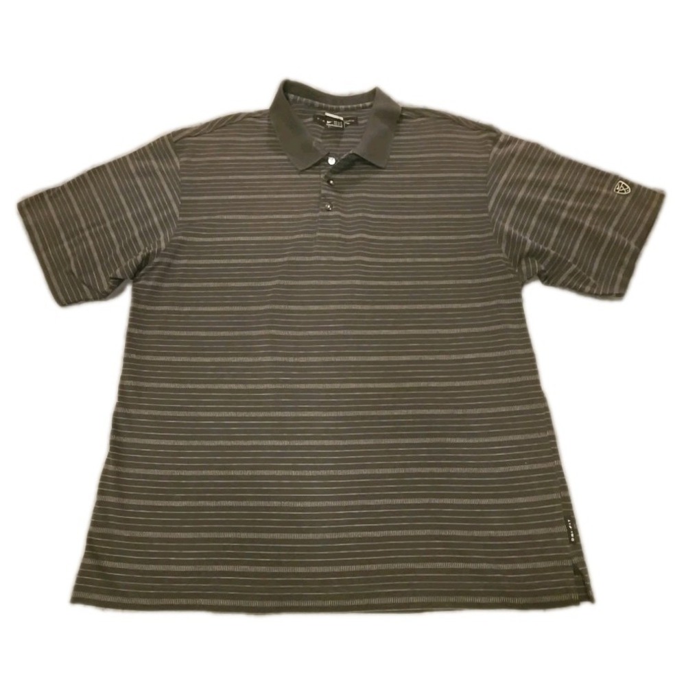 Nike Tiger Woods TW Golf Polo Shirt Men's Large Gray Striped Dri-FIT Performance